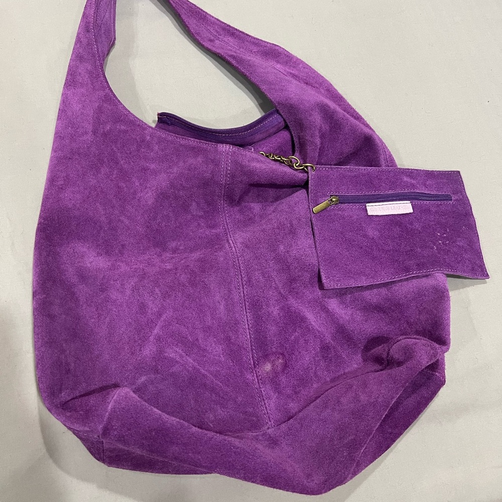 Purple leather suede bag